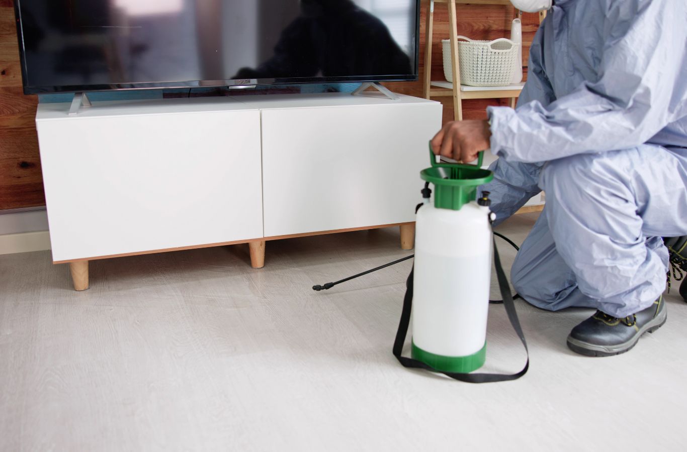 Cura Termite and Pest Control technician performing pest control in San Marino, CA using advanced tools to ensure safe treatment and long-term pest prevention