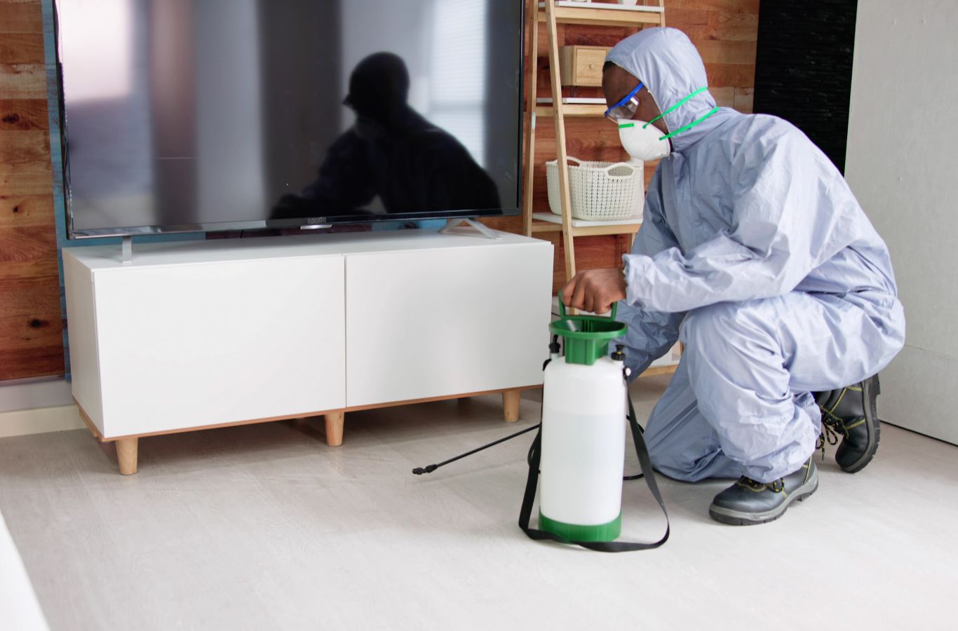 Cura Termite and Pest Control technician performing pest control in Cypress using advanced tools to deliver safe treatment and effective long-term pest prevention