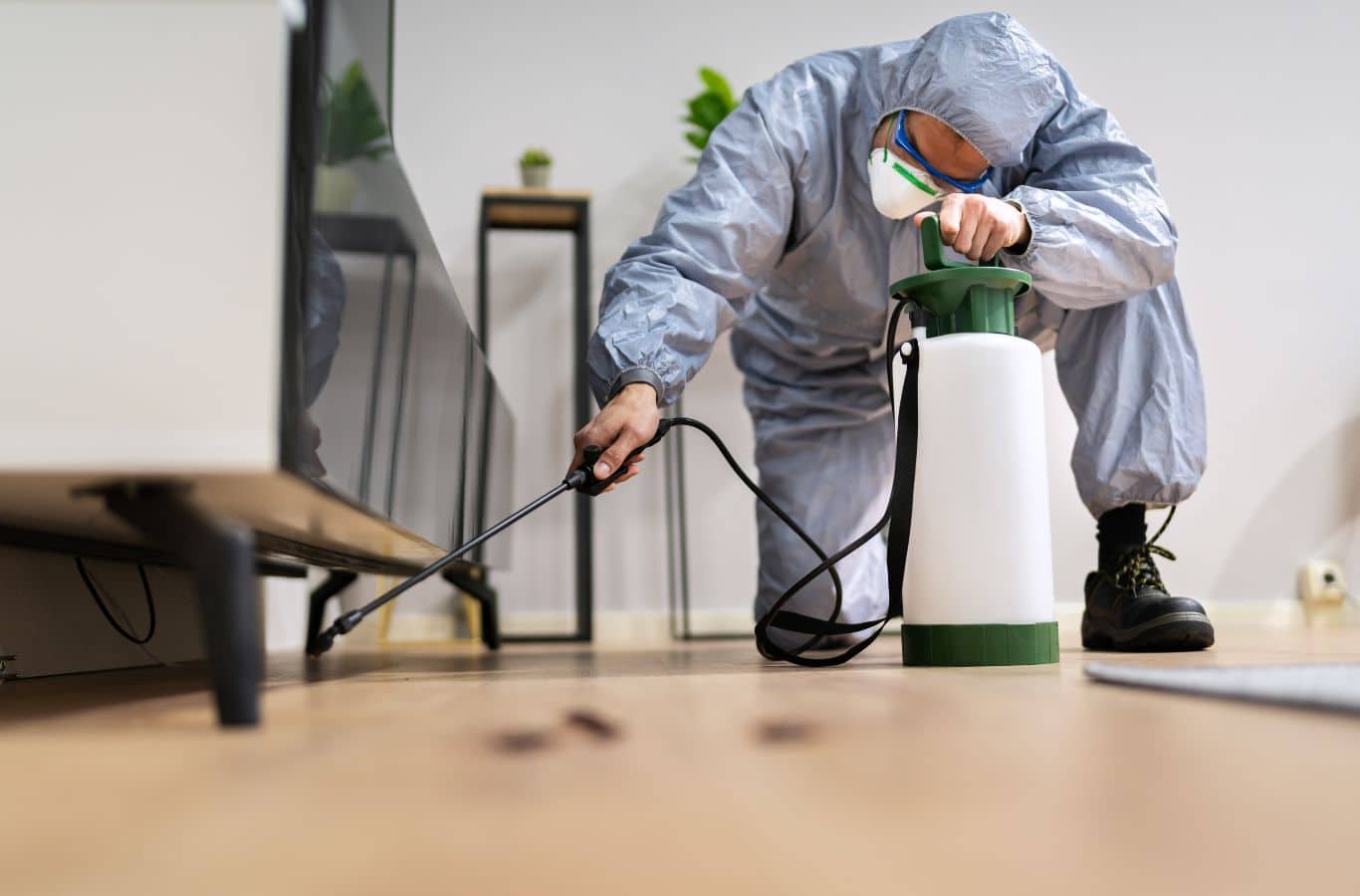Cura Termite and Pest Control specialist examining structural wood for termite activity in Westminster, CA.